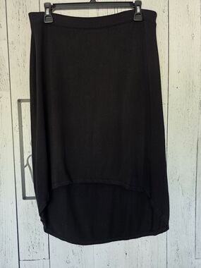 Evolution by Cyrus Black Knit High Low Midi Skirt Size Medium